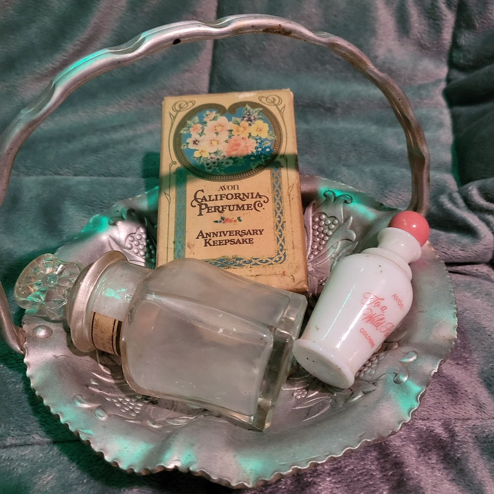 Vintage Avon set on silver tray